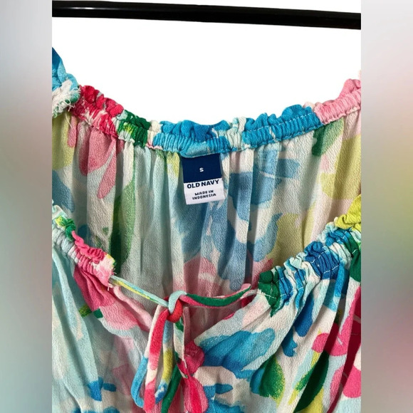 Old navy neon floral blouse - Picture 3 of 4